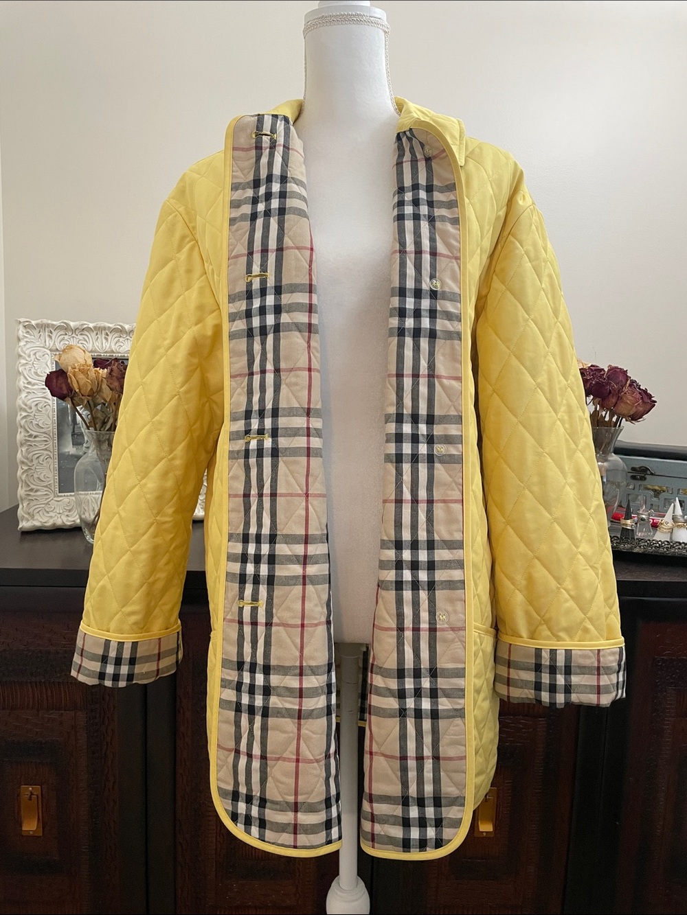 Burberry Diamond Quilted Nova Check Jacket size Large
